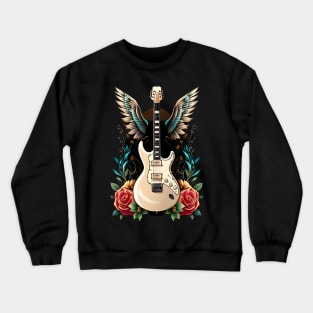 Electric guitar white with wings 17 Crewneck Sweatshirt